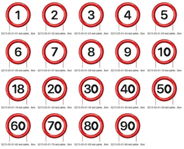 19 ITH-Stickdateien LED-Cover Geburtstagszahlen für 10 x 10 cm Stickrahmen im Set
